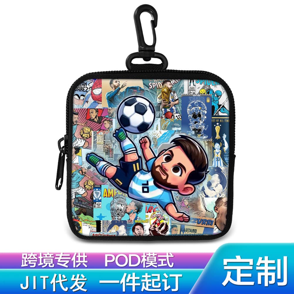 POD Mode World Cup Football Coin Purse Unisex Key Card Organizer Messi Square Wallet JIT