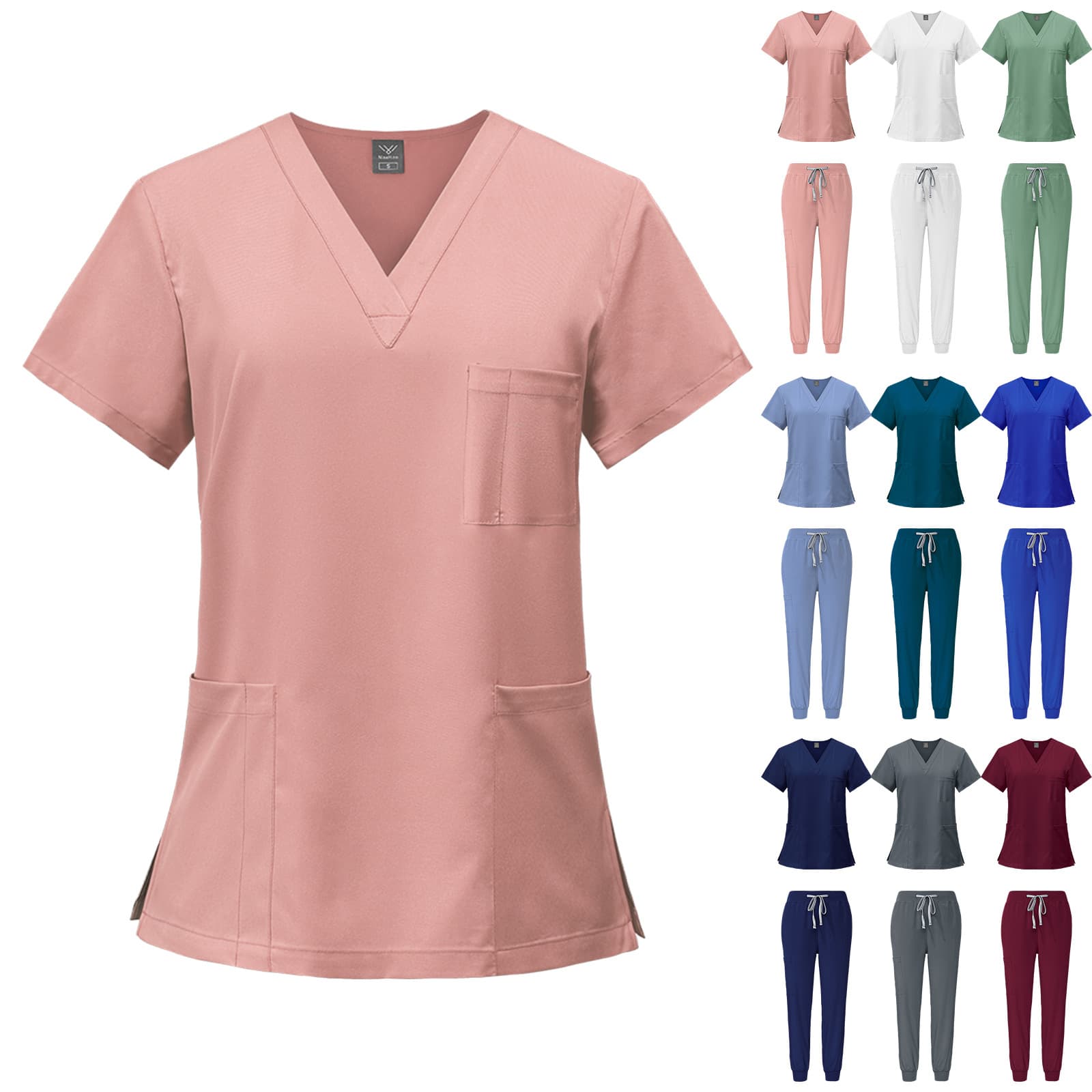 Unisex Same-Day Dispatch Beauty Salon Workwear ICU Scrub Suit Set Short Sleeve Doctor Scrub Set