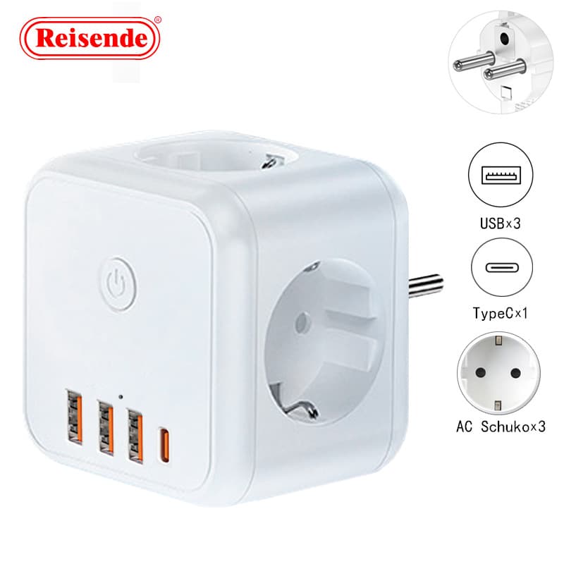 Travel Adapter Russia Cube Wall Socket European Standard Korean KC Certified Power Strip Euro Switch Plug