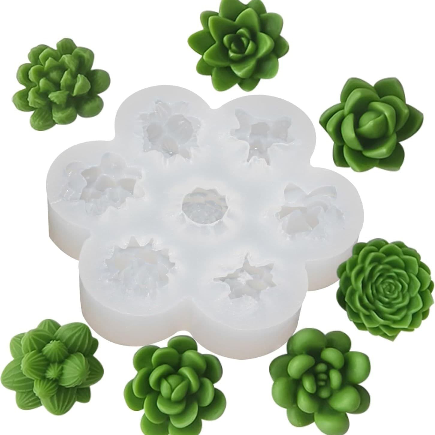 Seven-Hole Succulent Silicone Mold DIY Candle Mold Handmade Soap Artificial Plant Resin Ornament Epoxy Mold