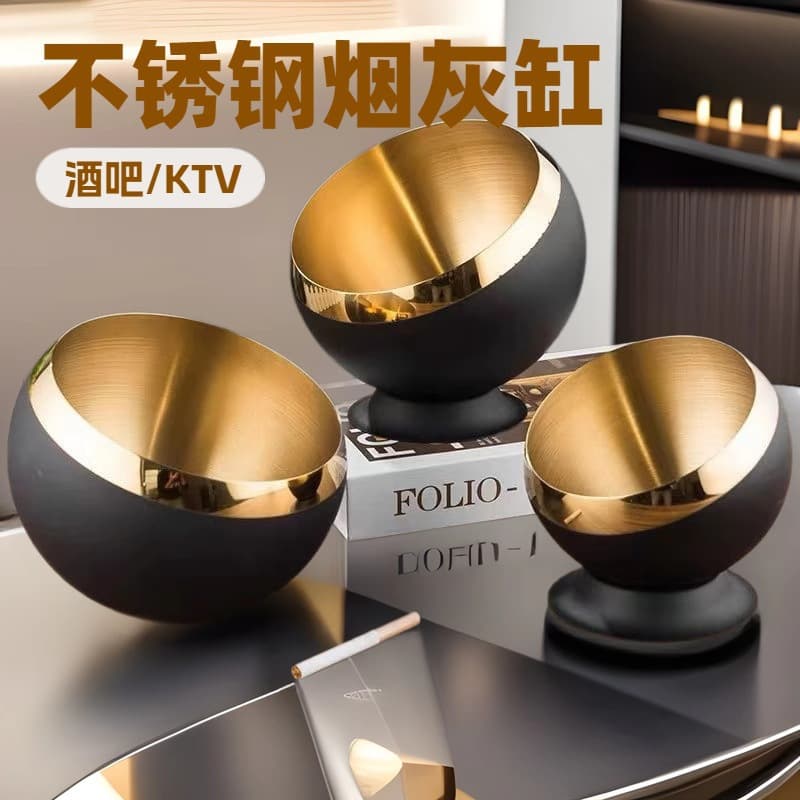 Stainless Steel Slanted Bowl KTV Bar Ashtray Hotel Buffet Table Sauce Bowl Multifunctional Light Luxury Ashtray