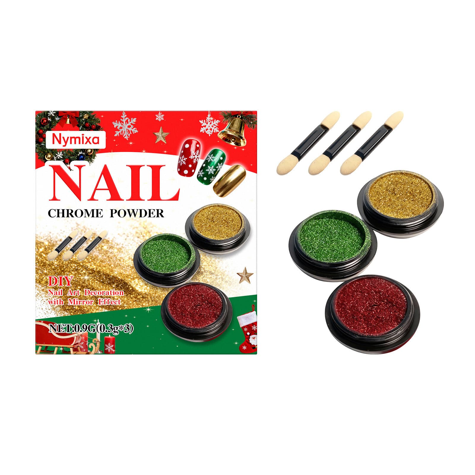 Nymixa Magic Mirror Glitter Nail Art Kit DIY Nail Decoration Multi-Color Bright Mirror Outline Glitter