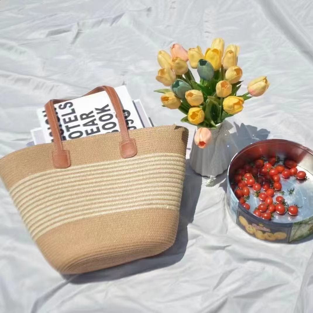 Commuter Straw Bag Women's Single Shoulder Bag Basket Bag Beach Vacation Bag Tote Bag Handbag 2024 New