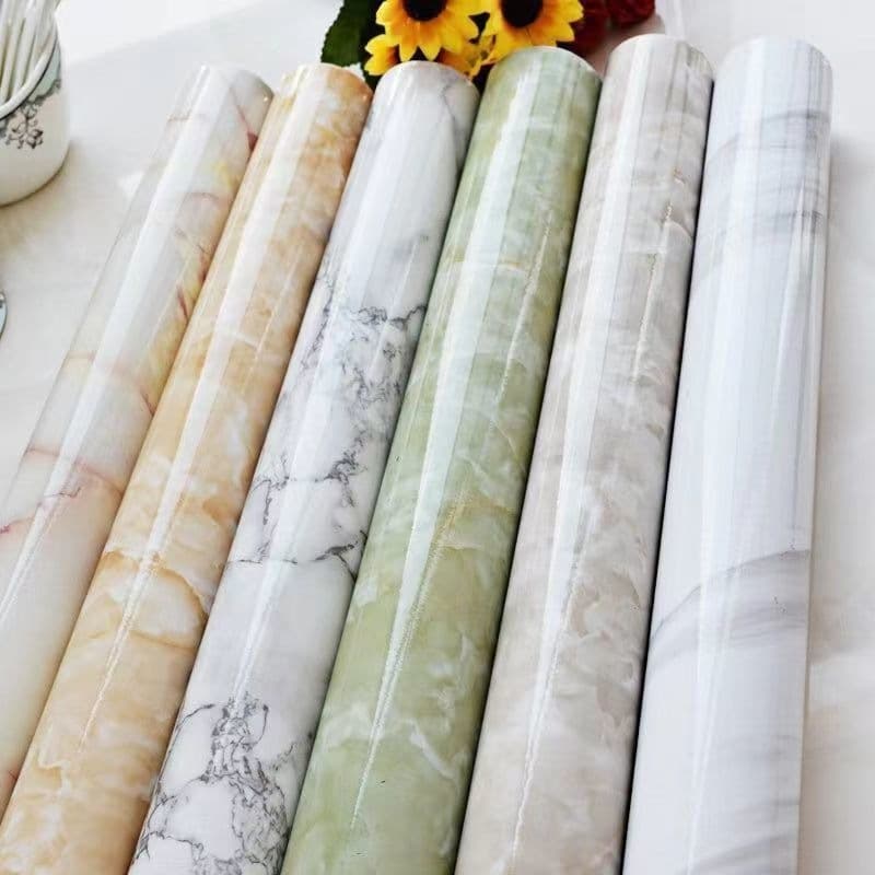 Marble Pattern Wallpaper Self-Adhesive Kitchen Oil-Proof Sticker Stove Countertop Waterproof Tile Wallpaper Furniture Renovation Sticker