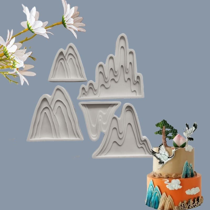Chinese-style Snow Mountain Cloud Wave Fondant Mold DIY Baking Tool Chocolate Mold Vintage Cake Mold