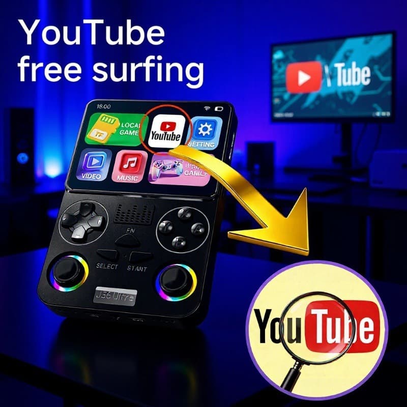 Global YouTube Gaming Console J36 Ultra Android Handheld Game Console Portable Gaming Console WIFI