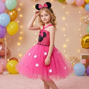 Children's Mickey Tutu Skirt Cartoon Mickey Mouse Princess Dress Girls Photo Studio Minnie Mesh Tulle Puffy Skirt
