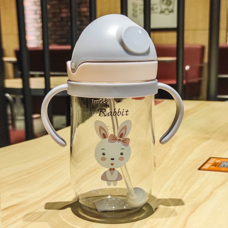 2021 New Style Children's Straw Cup Baby Learning Cup Plastic Drinking Cup Anti-choke Portable Kindergarten Water Bottle