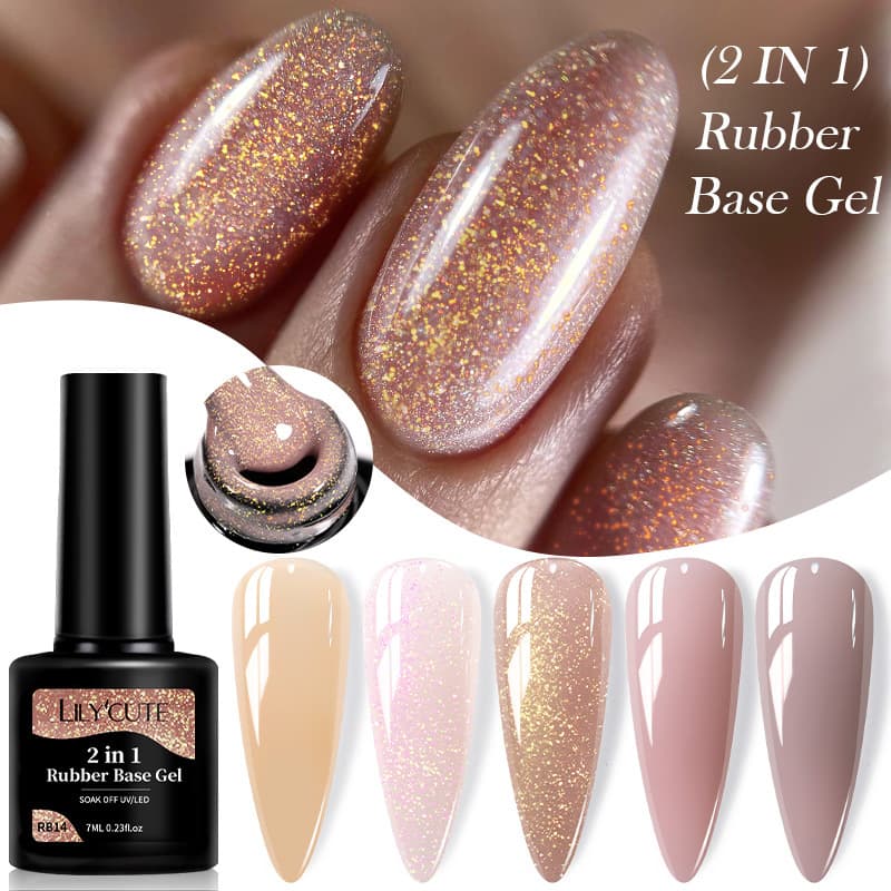 Rubber Base Gel Color Nail Polish Gel Wholesale Manicure No-Wipe Functional Gel Set European and American Cross-Border Special 2-in-1 Base Gel
