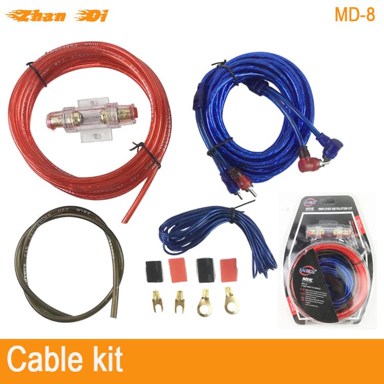 Car Audio Subwoofer Wiring Kit Copper-Clad Aluminum Car Amplifier Audio Cable Set
