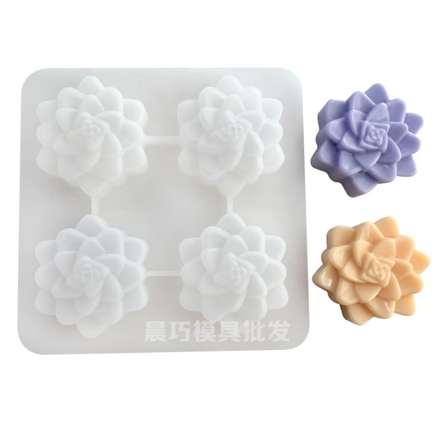 Silicone Four-Link Plum Blossom Handmade Soap Mold Thickened Version Four-Link Flower Mold 4-Hole Flower Abrasive Candle Mold