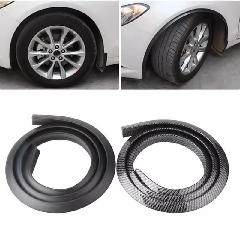 Car Rubber Triangle Fender Carbon Fiber Trim Strip, No-Damage Installation Wheel Anti-Collision Strip Mudguard Rubber Strip Door