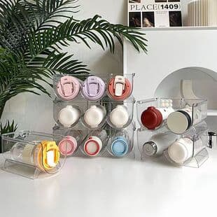 Cup Storage Rack Multi-layer Transparent Desktop Stackable Insulated Cup Holder Home Storage Organizer Refrigerator Beverage Rack