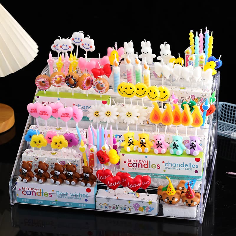 Ins-style Cartoon Birthday Cake Decoration Candles, Flower Party Hat Bear Smiley Heart Children's Birthday Candles