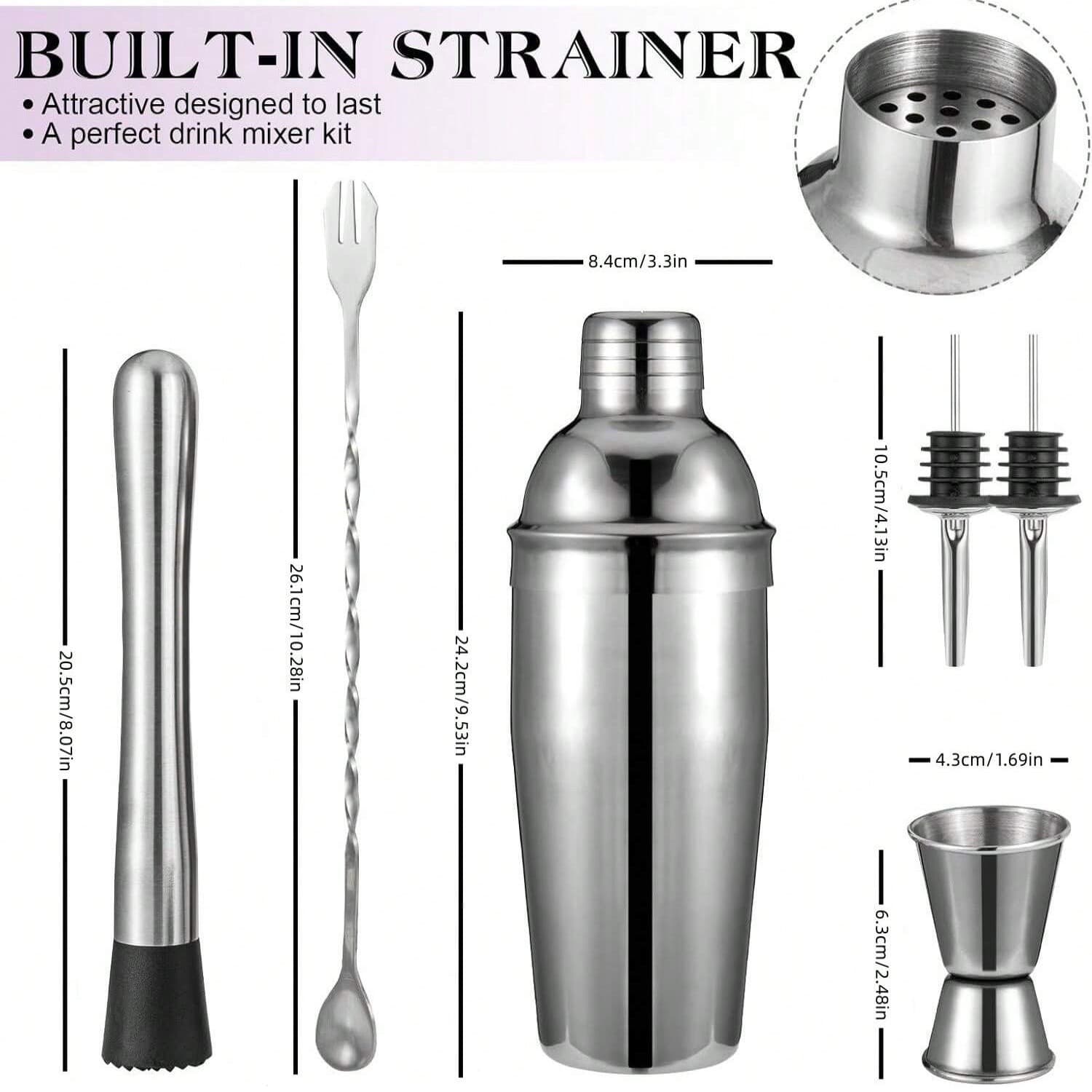 Glass Cocktail Shaker Set Trending Handheld Drink Mixer Kit Barware Set for Home Use Cocktail Making And Serving