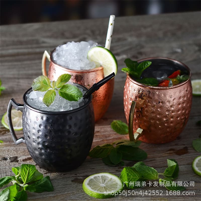 Stainless Steel Moscow Mule Copper Cup Hammered Cocktail Glass Metal Wine Cup Bar Cup from Mainland China Home Goods