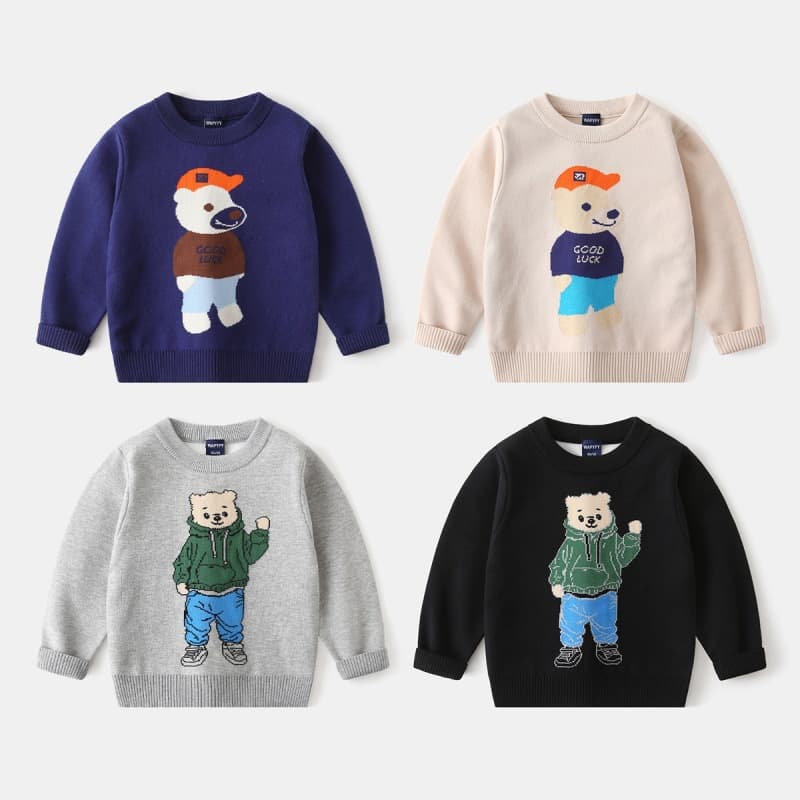Children's Sweater Wholesale 2025 Autumn Winter New Style Boys Cartoon Pullover Knitwear Baby Bottoming Thickened Fashion