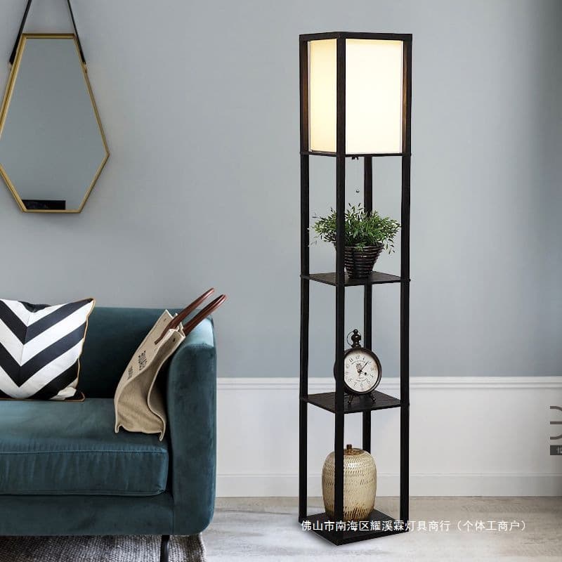 Chinese floor lamp guest room tea room study dimming lamp wooden vertical shelf floor lamp vertical table lamp