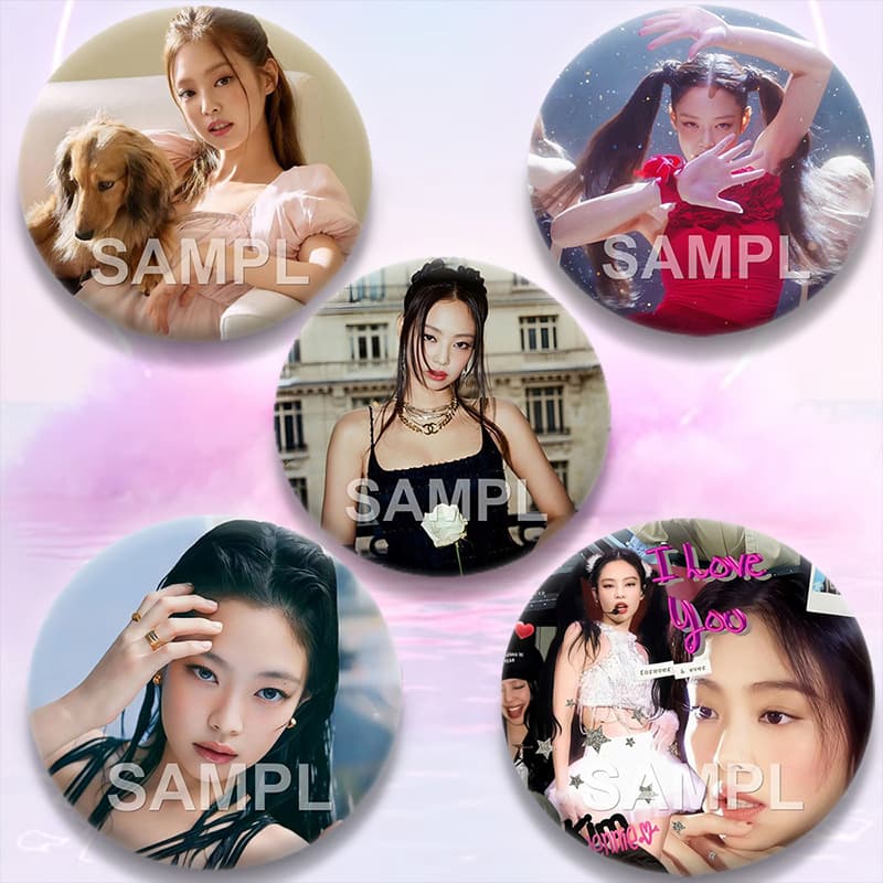 Jennie New Merchandise Badge Pin Celebrity Fan Support Laser Heart Film Backpack Charm