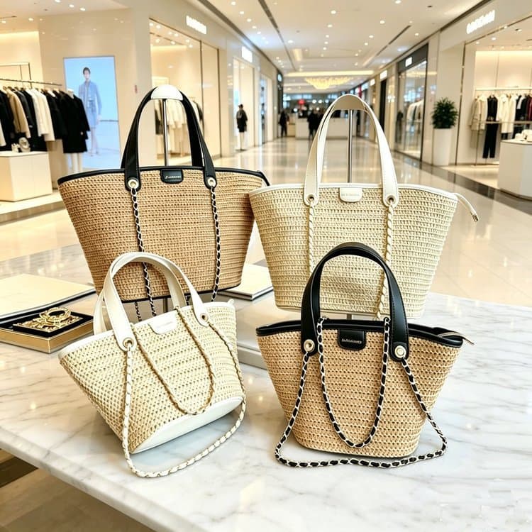 New Woven Bag Large Capacity Straw Beach Bag Casual Versatile Commuter Tote Bag for Women