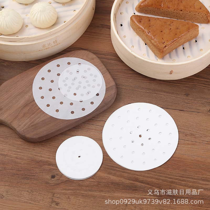 Ready Stock Wholesale Steamer Cloth, Double-Sided Perforated Silicone Parchment for Steaming Buns, Non-Stick Steamer Basket Paper