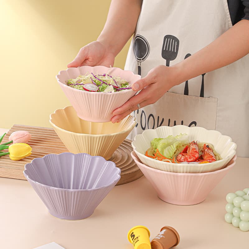 Salad Bowl High-End Ceramic Rice Bowl, Luxury Large Soup Bowl, Ramen Bowl, Fruit Bowl