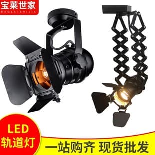 Four-Leaf LED Track Spotlight Vintage Industrial PAR30 Light Fixture Surface-Mounted Clothing Store Photography Spotlight Extendable Height Adjustable