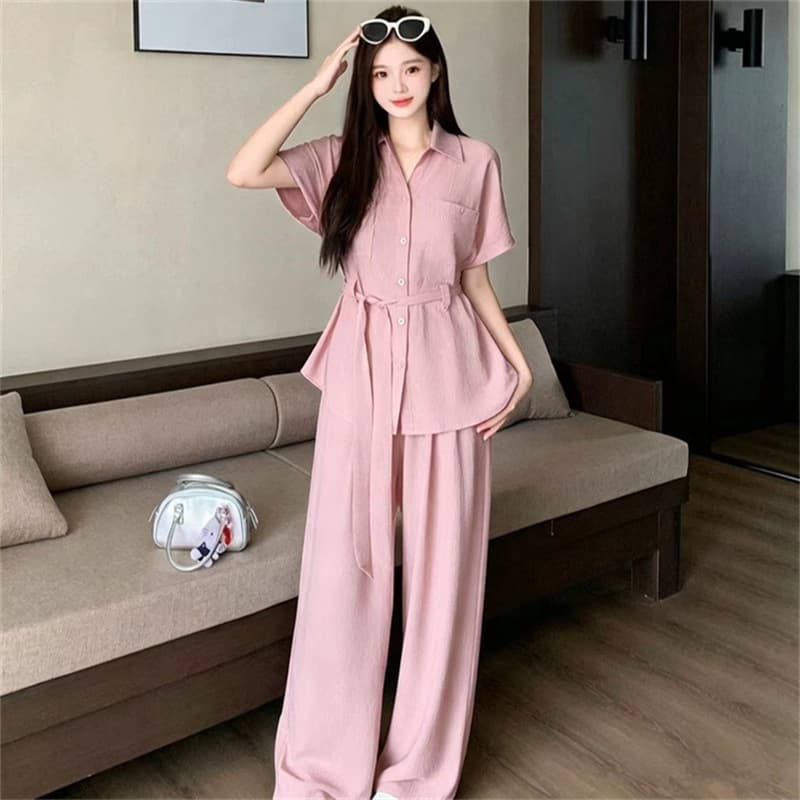 Pink French Minimalist Chic 2026 Summer New Women's Two-Piece Set Old Money Style Vest and Wide-Leg Pants
