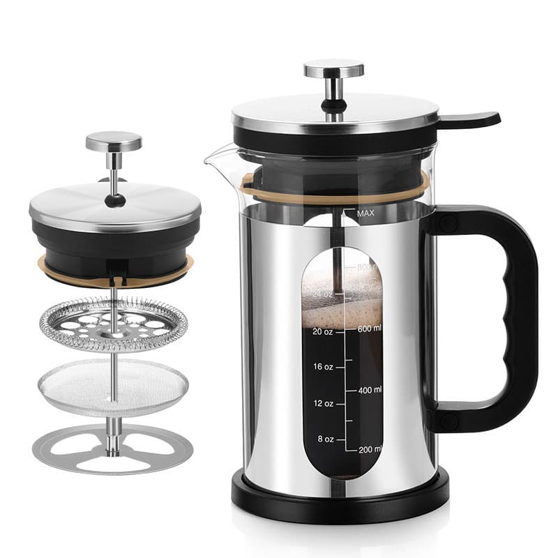 French press coffee maker, high borosilicate glass heat-resistant brewing tea maker, sealed press-type coffee brewing device, home sharing pot