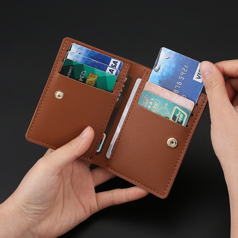 Cross-border Short Minimalist Card Holder Men Women Genuine Soft Leather Wallet Vintage Ultra-thin Women's Wallet Driver's License Bank Card Case Wholesale