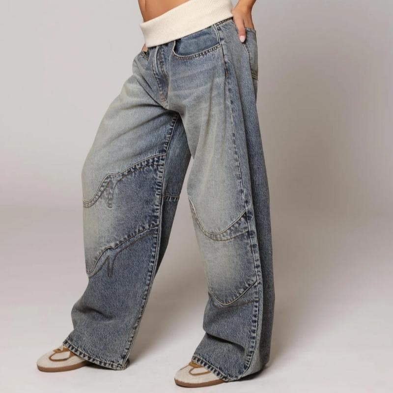 Y 18764 Vintage Street Wash Blue Jeans American Retro Jeans