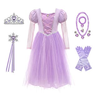Amazon Rapunzel Princess Dress Children's Formal Dress Long Hair Princess Dress Spring Autumn Long Sleeve Girl Tulle Dress