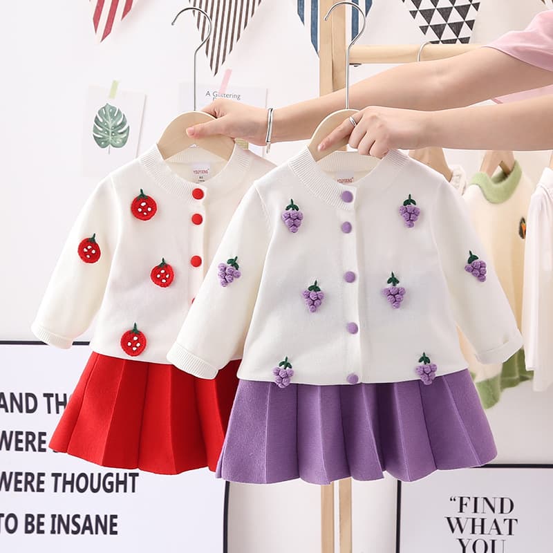 YOUYIXING children's clothing foreign trade popular skirt girls spring and autumn knitted suit baby sweater cardigan skirt