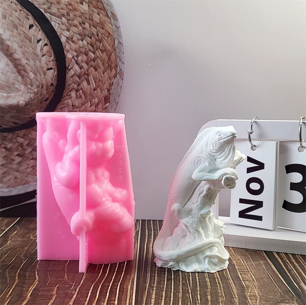 Lizard plaster ornament candle mold DIY gypsum cement silicone mold W0458