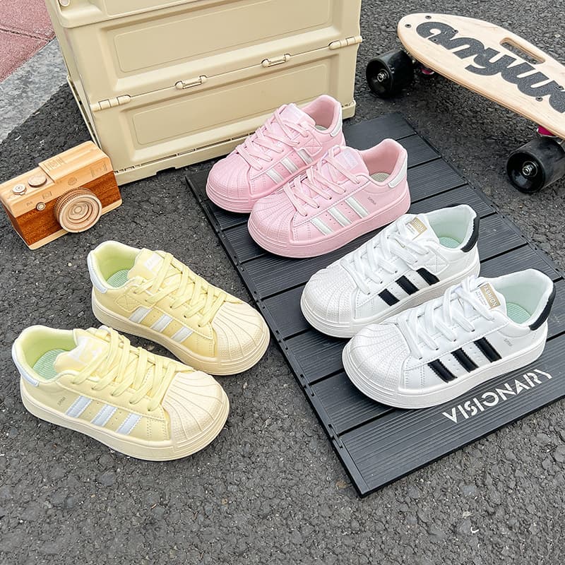 Girls' Sports Shoes 2026 Spring/Summer New Style Shell Toe Children's Sneakers White Shoes for Middle and Big Kids