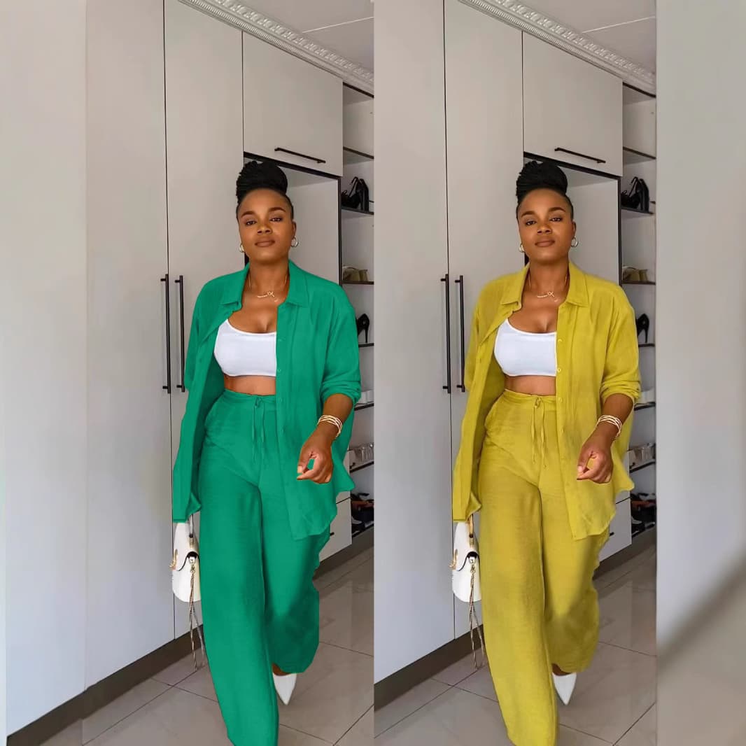 Fashionable Streetwear Women's Loose Solid Color Elastic Spring Autumn Two-Piece Set Elegant Long Pants and Skirt Ensemble