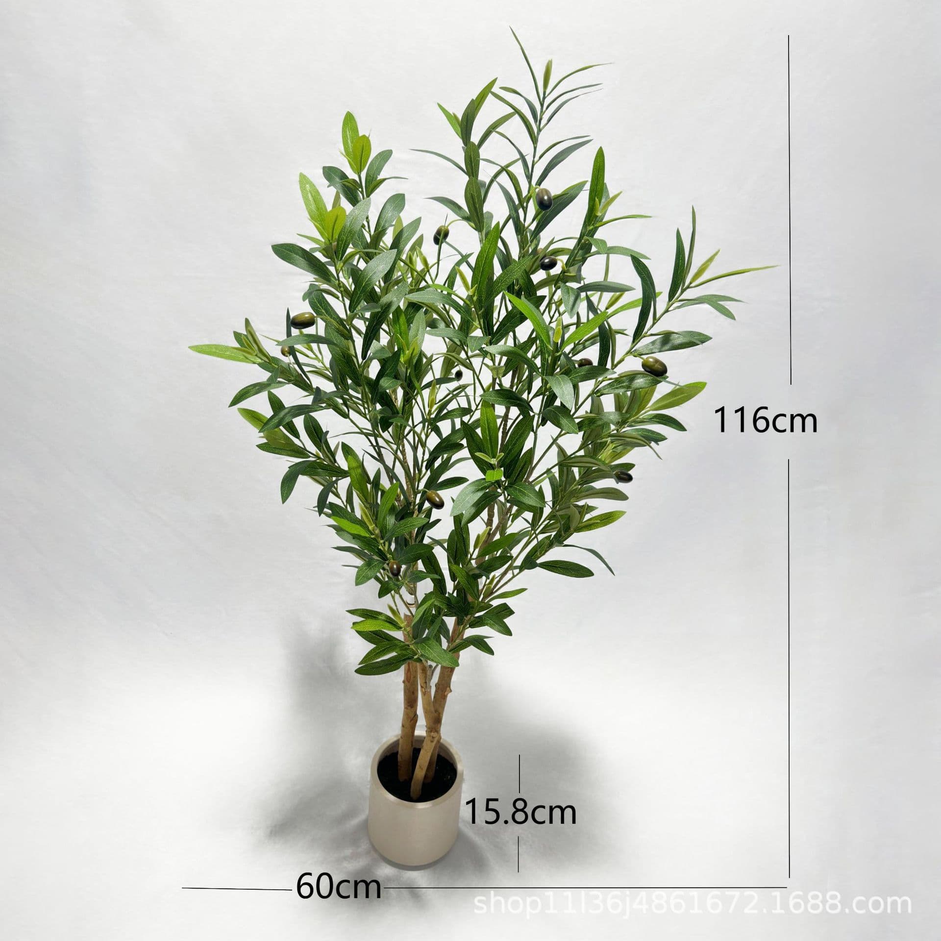 Artificial Green Plant Real Tree Trunk Olive Branch with Fruit Artificial Bonsai Hotel Home Decoration Ornament Factory Direct Sale