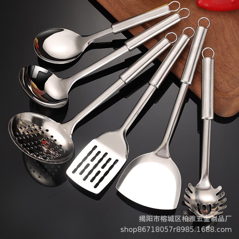 304 stainless steel non-stick pan flat spatula kitchen utensils full soup spoon cooking spatula kitchen household sanded frying spoon set