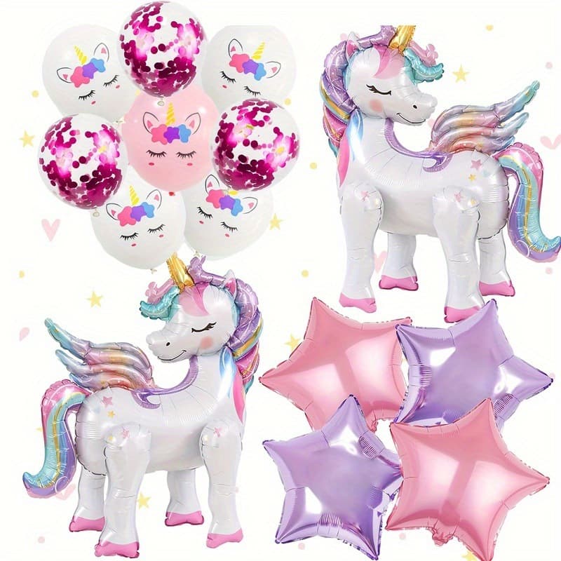 Cross-border Unicorn 16-Piece Set for Birthday Party, Holiday Celebration, Anniversary Birthday Party Decorations