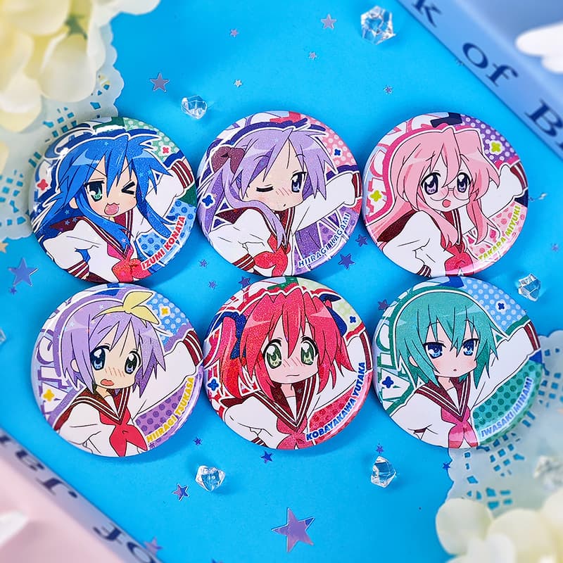 Lucky Star Anime Fans Surrounding Spring This Square Hirong Mirror Hirong Si Gao Liang Mei Xing Laser Quicksand Star Badge