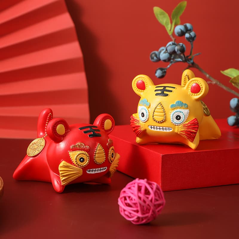 Wholesale color-changing tiger tea pet small ornaments, household tea toys, creative ideas, flushable color-changing tiger tea accessories
