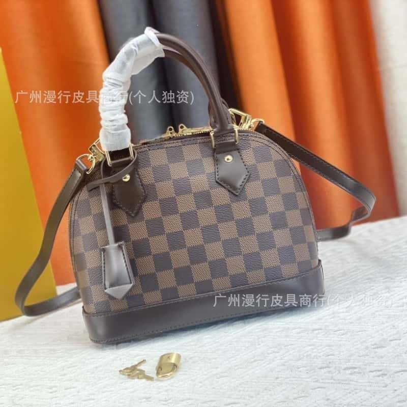 New Foreign Trade Source AlmaBB Genuine Leather Color-Block Shell Bag Classic Monogram Fashion Shoulder Crossbody Handbag for Women