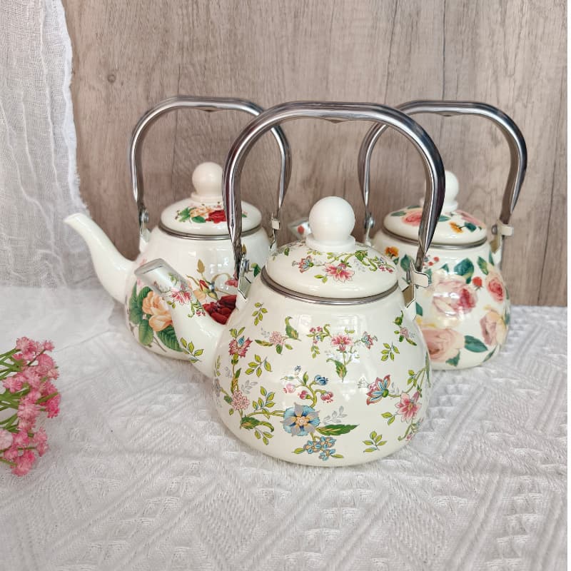 1L Enamel Kettle Household Water Kettle Small Capacity Mini Kettle Cold Water Kettle Compatible with Induction Cooker and Gas Stove Drop Shipping Available