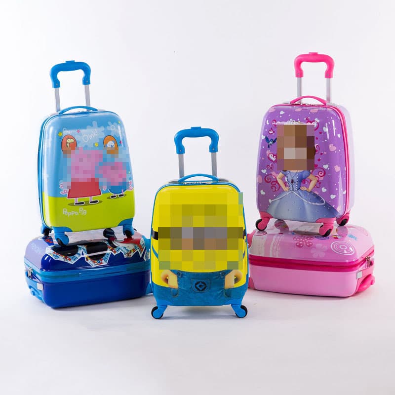 Square big-eyed trolley suitcase, cartoon universal wheels, children's eggshell password suitcase, 18-inch backpack suitcase