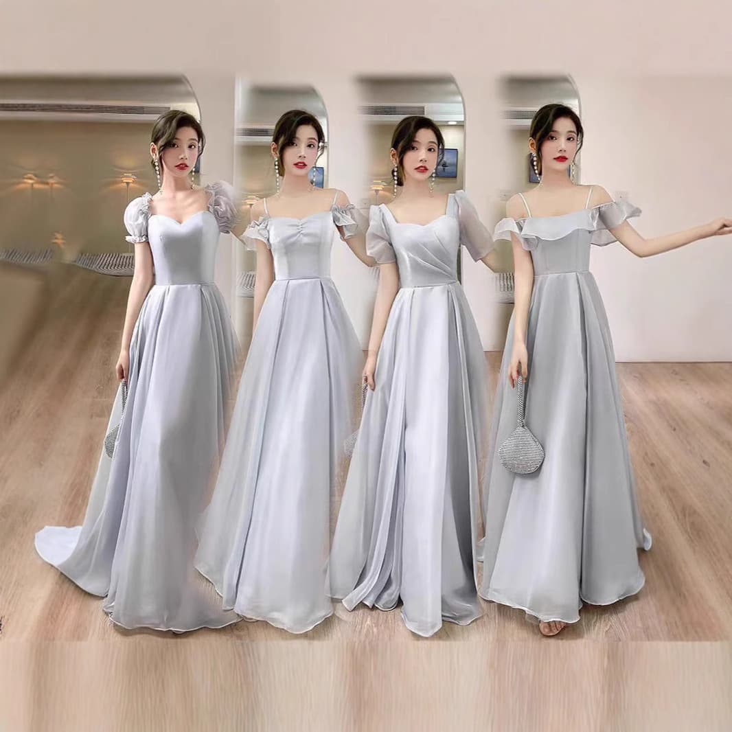 Bridesmaid Dress Gray 2026 Autumn Slimming Figure-Flattering Performance Gown Long Dress Chinese Style Elegant for Best Friend's Wedding Banquet