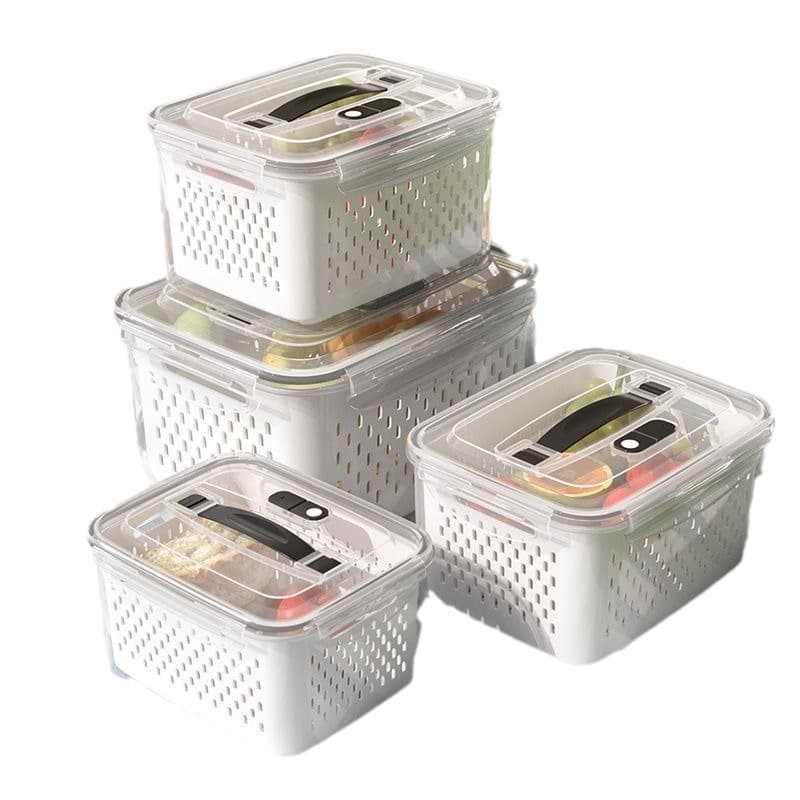 Portable Draining Fresh-Keeping Box Storage Box Picnic Lunch Box Sealed Bento Box Fruit Storage Food-Grade Material