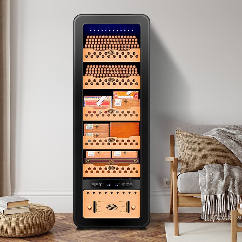 Qielong 78HC Cigar Cabinet, Intelligent Constant Temperature and Humidity Refrigerated Cabinet, Cedar Wood Shelves, Frost-Free Air Cooling, Compressor Cabinet