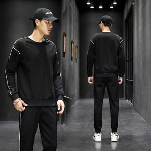 New Autumn/Winter Men's Korean Fashion Casual Loose Fit Long Pants Sportswear Set 2026