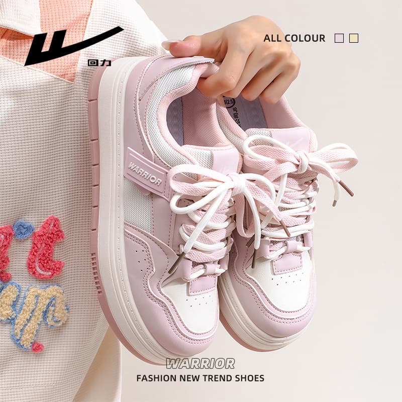 Warrior Thick Sole Versatile Comfortable Skate Shoes High-Fashion Mesh Breathable Women's Single Shoes Korean-Style Retro Casual Sports Shoes