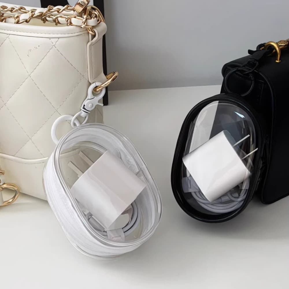 Spot straight PVC data cable storage bag cosmetic bag plug charger baby walking bag waterproof transparent jewelry